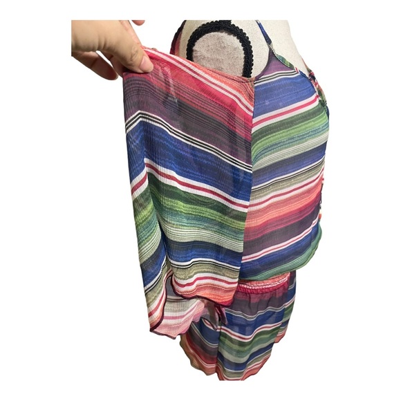 Becca cold shoulder swim cover up. Striped elastic waist XSmall - Picture 4 of 12